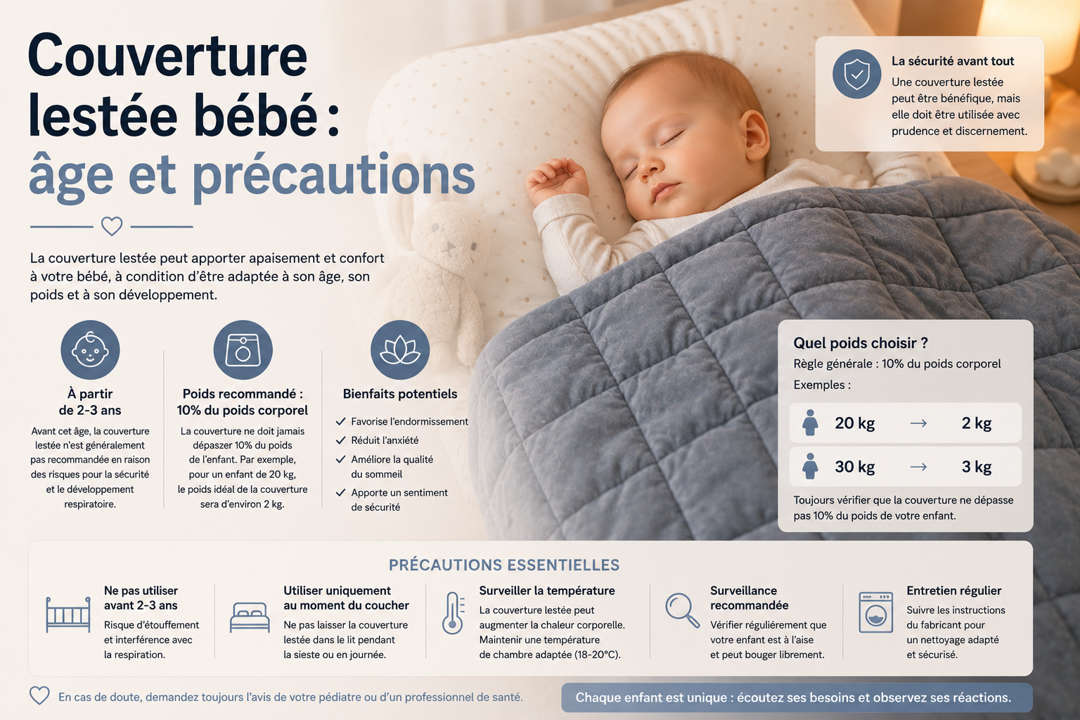 Couverture lestée bébé : âge et précautions 